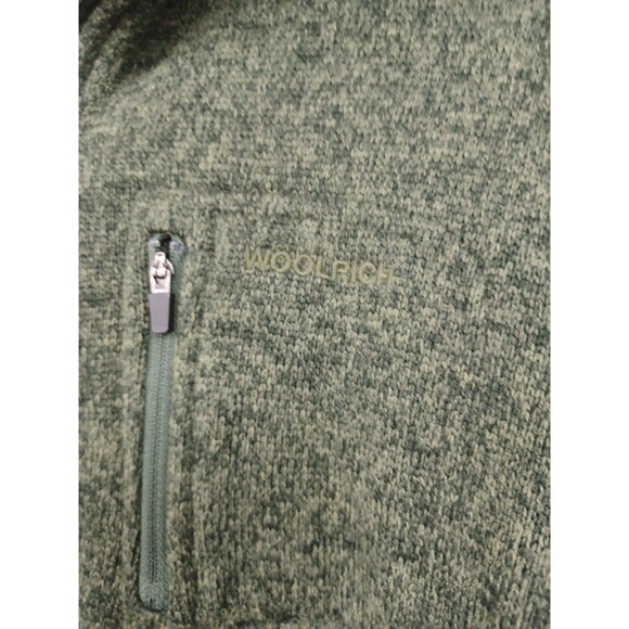 Men's Woolrich Heathered Green 1/4 Zip Pullover Sweater XL Front Zip Pocket - Picture 2 of 7